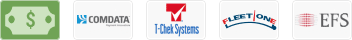 Comdata, T-Chek Systems, Fleet One, EFS, and cash